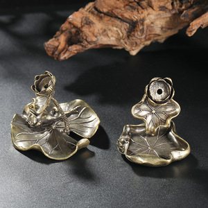 Porta Incienso de Latón con Forma de Loto, Decoración Aromática de Escritorio para Oficina - Product Image 2