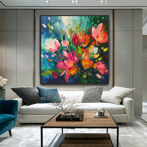 Decoración de Pared de Arte Bohemio Moderno, Arte Floral 3D <span class=keywords><strong>para</strong></span> el Hogar, Hotel u Oficina, Pinturas de Flores Pintadas a Mano sobre <span class=keywords><strong>Lienzo</strong></span> - Product Image 2