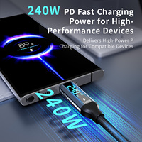 Cable USB4.0 Tipo-C de 240W con Función Completa, Pantalla Digital, Carga Rápida, Transmisión de Alta Velocidad de 40Gbps, Revestimiento de Nailon para Laptop IOS