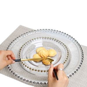 Assiettes jetables en plastique PP pour décoration de mariage, avec perles dorées et argentées – Nouveauté 2026, Offre Spéciale - Product Image 2