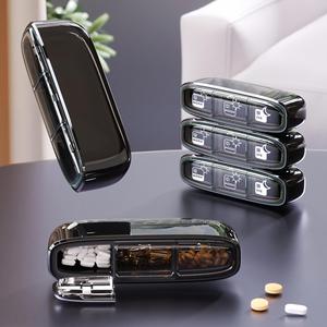 Boîte à pilules élégante et luxueuse, petite et portable, pour 3 prises quotidiennes, mini boîte de rangement pour médicaments, étanche et opaque, organiseur de pilules - Product Image 3