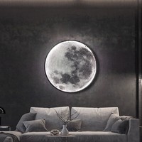 Lampe murale en fer de style moderne minimaliste en forme de lune avec lumière chaude et blanche à intensité variable pour chambre à coucher, couloir, chevet