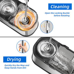 Easywring Sạch Quay Lau Xô Hệ Thống 360 Độ Với Bàn Đạp Chuyển Đổi Sợi Nhỏ Lau Đầu Cho Sàn Cách Sử Dụng - Product Image 2