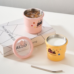 Ly giữ nhiệt cà phê hai lớp bằng thép không gỉ 304 có nắp và ống hút, kiểu dáng dễ thương Kawaii, dùng được cho đồ uống nóng lạnh, quà tặng, cốc, bình giữ nhiệt - Product Image 3