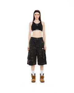 Shorts cargo A.r.m.y, coupe ample, 100 % coton, tissu kaki, design spécial avec broderie détaillée sur le devant et le dos - Product Image 3