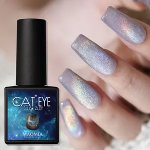Gratis Monster Prive Logo Regenboog Galaxy Magnetische UV Nagels Lijm Glitter Diamant Crystal Cat Eye Top Coat Polish