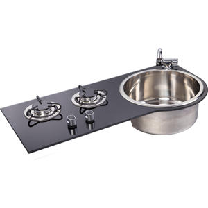 Cuisinière à gaz en acier inoxydable et verre trempé Gr-216 avec évier 790*375*150mm pour camping-cars et yachts - Product Image 5