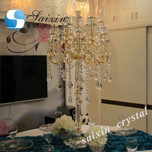 Candelabro Saixin ZT-303 a 13 Bracci in <span class=keywords><strong>Cristallo</strong></span> Dorato, Elegante <span class=keywords><strong>Centrotavola</strong></span> per Decorazioni di Matrimoni e Feste - Product Image 6