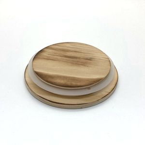 Vela de madera de fresno de estilo antiguo redonda personalizada tapa de madera con junta de corredor para tarros vela de cristal taza mate en blanco - Product Image 3