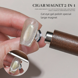 Bâtonnet magnétique 3D 2-en-1 pour effet œil de chat, avec manche en bois et silicone, pour vernis gel œil de chat, outil magnétique professionnel pour nail art en salon - Product Image 2