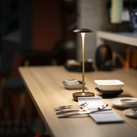 Nouvelle Lampe de Table Décorative en Bois de Noyer à LED, Rechargeable et Sans Fil, avec Sculpture sur Bois