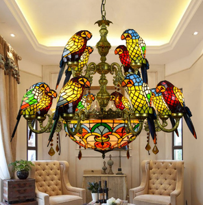 FBOSS ティファニーステンドグラスの蝶ライト農村装飾テーブル