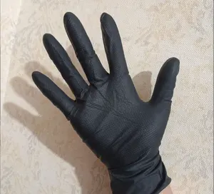GMC High-duty 8mil Black/Orange Diamond Gloves Powder Free Durable Protection Nitrile Gloves