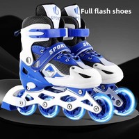 Vente directe d'usine, patins à roulettes pour enfants, sport de plein air, roues en PVC à une rangée, tissu en maille PU réglable, roues lumineuses, pour garçons
