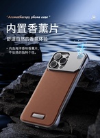 Casing Ponsel Kulit PC+PU Tanpa Bingkai Aromaterapi Mewah OEM untuk iPhone 16 Pro Max 14 13 12 11 15 Pro Max 16 Plus A-1105