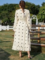 Robe midi élégante pour femme, personnalisable OEM, motif à pois, écologique, taille naturelle, décontractée, collection printemps