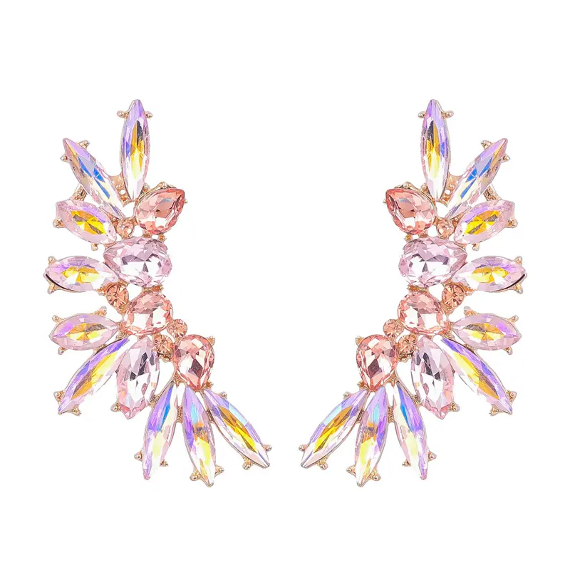 Brincos de diamante boêmio com strass em forma de asas de marca famosa