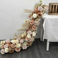 Décoration florale de mariage style bohème, chemin de table en soie couleur terre cuite, vente en gros