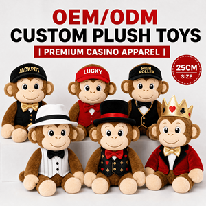 Jouet en peluche singe chapeau haut de forme de casino personnalisé, commande en gros, peluche douce, animal en peluche, OEM ODM, cadeau promotionnel de Noël - Product Image 2