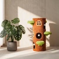 Tour pour chat 3D en forme de tronc d'arbre, 90 cm, moderne, classique, écologique, pliable, facile à assembler, extra haute, 3 marches en forme de champignon, en pin de luxe