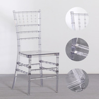 Chaise en cristal détachable avec dossier en acrylique transparent, chaise de mariage d'extérieur, chaise de salle à manger en résine pour hôtels, mariages et événements
