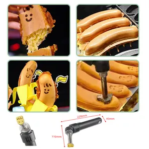 Comercial elétrica franja sorrindo rosto impressão ferramentas para banana forma waffle machine