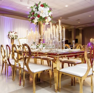 Luxury Hotel Events Furniture <strong>White</strong> Glass Top Stainless Steel Wedding Square Rectangle <strong>Dining</strong> <strong>Table</strong> - Product Image 2