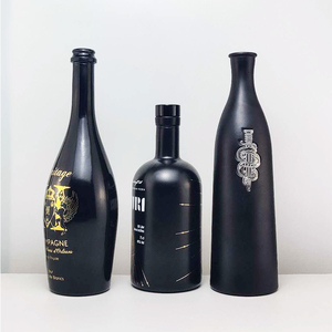 RSG Flint Hình Dạng Hình Bầu Dục Vodka Rum 250Ml 500Ml <span class=keywords><strong>Tequila</strong></span> Frost Glossy Matte Tráng 750Ml Chai Rượu Thủy Tinh Đen Whisky Tròn - Product Image 1