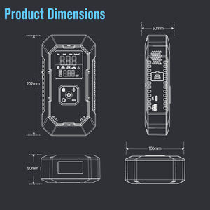 Démarreur de batterie avec compresseur d'air, chargeur de voiture multifonction, station d'alimentation portable pour <span class=keywords><strong>booster</strong></span> la batterie de voiture avec lumière d'urgence - Product Image 6