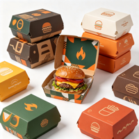 Boîte à hamburger en carton blanc personnalisée, imprimée UV, écologique, alimentaire, compostable, pour la restauration rapide et les collations