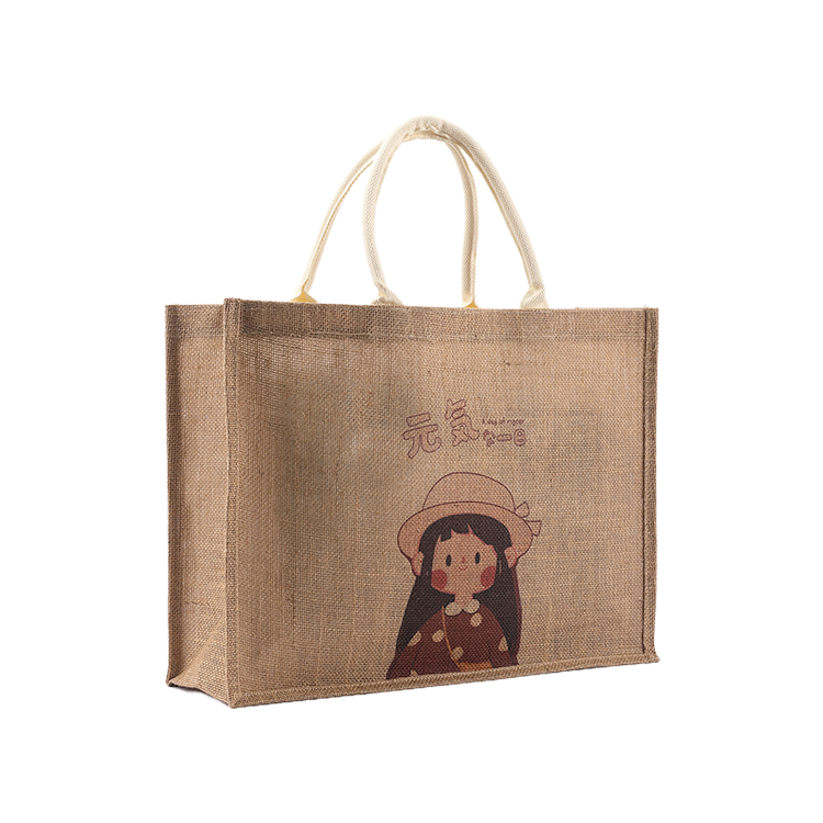 Eco Friendly Customized Logo Jute Bag Plain Burlap Bags Reusable Jute Shopping Tote Beach Bag