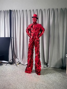 Costume de robot à mulets rouge effet miroir, tenue brillante et réfléchissante pour grand défilé extérieur, performance sur scène de boîte de nuit - Product Image 2