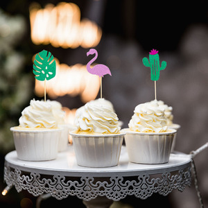 12pcs Jungle Tropical Party Cake Topper Hawaii Fruit Pineapple Flamingo Turtle Leaf Cake Flag <strong>Summer</strong> Party Baking <strong>Decoration</strong> - Product Image 3