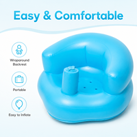 Siège gonflable bleu simple pour bébé avec pompe intégrée 2-en-1 : canapé d'apprentissage et d'alimentation pour nourrissons (vente en gros)