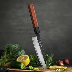 HEZHEN 10Cr in acciaio inossidabile Santoku coltello 5.5 pollici Premium corno di bufalo legno rosso nuovi coltelli da cucina per affettare