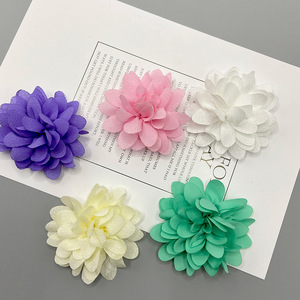 Accesorios para el cabello con flores de tela de gasa, patrón de camelia, hechos a mano para diademas, zapatos, bolsos, uso diario, multicolor, 6 uds. - Product Image 4