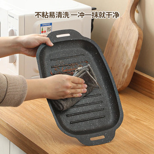 Maifan Stone Grilling Pan Rectangular Non Stick Easy Cleaning For Outdoor Camping <b>BBQ</b> Home Teppanyaki Korean Style - Product Image 1