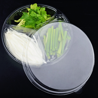 Boîte à biscuits ronde en plastique PET transparent à 3 compartiments, barquettes d'emballage pour snacks et pâtisseries avec couvercles