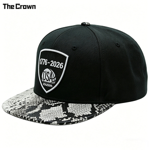 Casquette à visière plate à 6 panneaux avec logo personnalisé, vente en gros, bicolore, imprimé peau de serpent, avec patch brodé, fabricant - Product Image 3