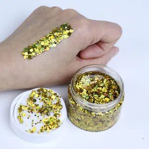 Cosmetic Chunky Glitter Flakes Gel Colorful Mixed Holographic Peel Off Chunky Glitter For Festival Party