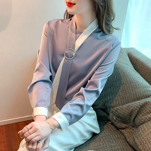 Nuove camicetta da donna con scollo a fiocco bianco blu in Chiffon camicia Blusas Mujer De <span class=keywords><strong>Moda</strong></span> magliette da donna 9848 # - Product Image 1