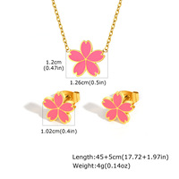 Haute qualité enfants bijoux fleur de cerisier plaqué or en acier inoxydable ensembles de bijoux fleur boucles d'oreilles et collier 2 pièces ensembles