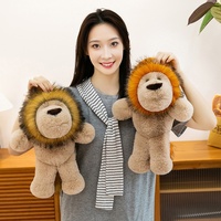 Peluche Lion Brodé Adorable Anti-Stress, Rembourrage Coton PP, Doublure en Maille, Super Doux et Moelleux, Verni UV, Poupée Cadeau 11-30cm