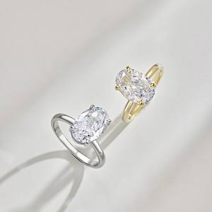 خاتم نسائي من الفضة الإسترليني عيار 925 مرصع بالألماس عالي الكربون بقطع زهرة الثلج مقاس 8*12، خاتم زفاف فاخر للغاية من الألماس وزن 3 قيراط - Product Image 4