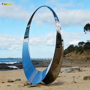 Escultura Moderna Abstracta de Gran Tamaño para Exteriores, Espejo de Acero Inoxidable Pulido, Decoración de Arte Público para Jardín, Parque o Plaza - Product Image 1