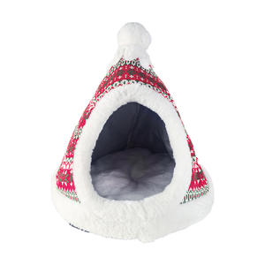Nouveau Nid Confortable et Chaud pour Chat et Chien, Lit Semi-Fermé pour Animaux de Compagnie pour un Sommeil Profond, Nid de Noël - Product Image 1
