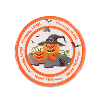 Citrouille écologique sur le thème d'Halloween Assiette en papier imprimé jetable de 7/9 pouces Assiette à dîner en papier compostable pour la fête
