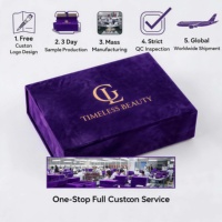 Boîte à livre magnétique en velours violet sur mesure de luxe avec logo en feuille d'or pour bijouterie, coffret cadeau, marché américain, nouveau design