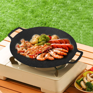 28/30/34/36/38 см для кемпинга, уличная Корейская чугунная кухонная сковорода для барбекю, гриля, плита из углеродистой стали, сковорода для гриля с антипригарным покрытием - Product Image 3