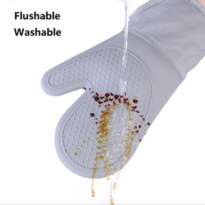 Mitaines <span class=keywords><strong>de</strong></span> four étanches à pois, résistantes à la chaleur, en <span class=keywords><strong>silicone</strong></span>, doublure souple, gants flexibles pour la cuisson, le barbecue, la <span class=keywords><strong>cuisine</strong></span>, le four. - Product Image 4